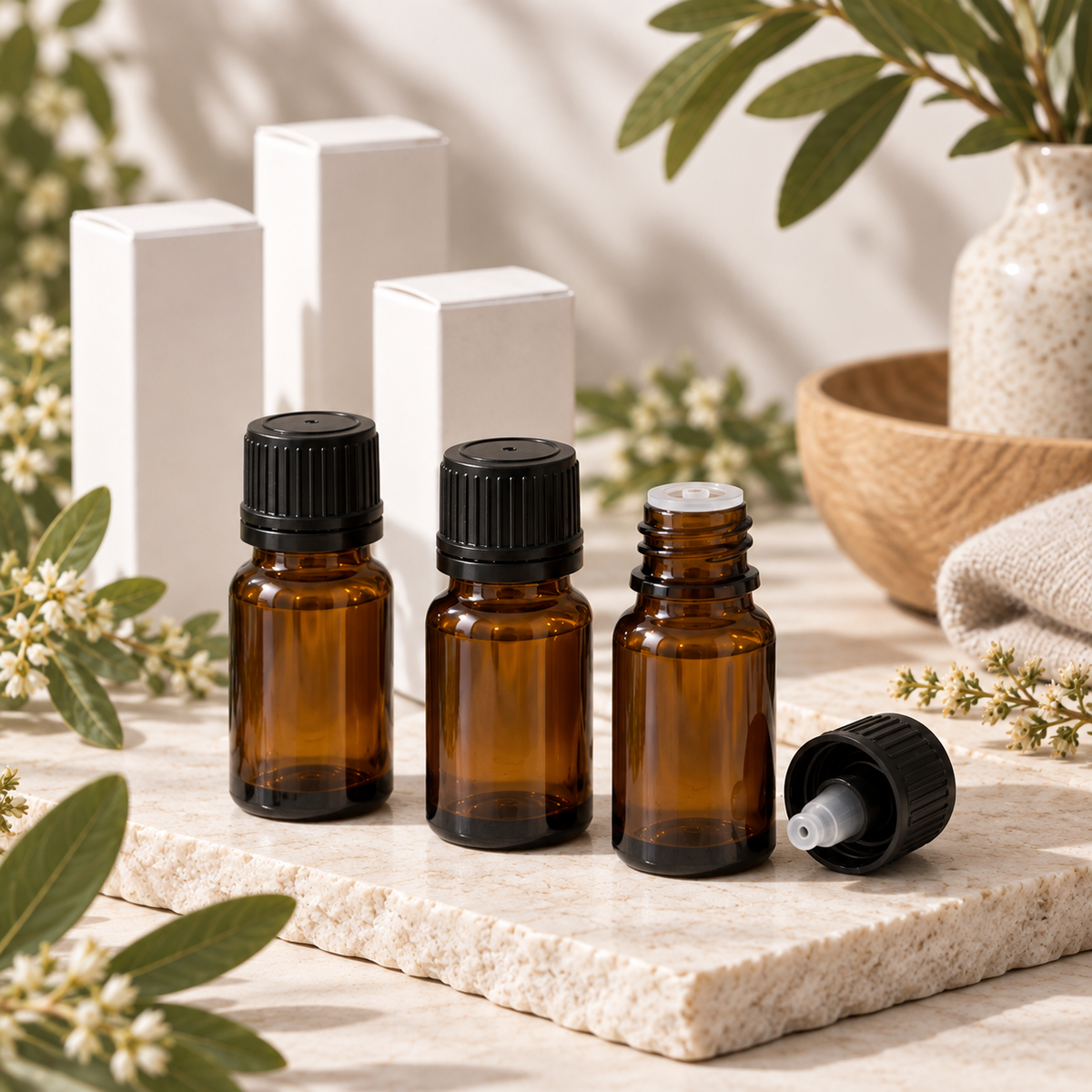 Amber Apothecary Glass Bottles