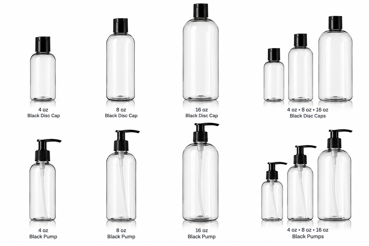 Clear PET Bottles | Black Cap or Pump