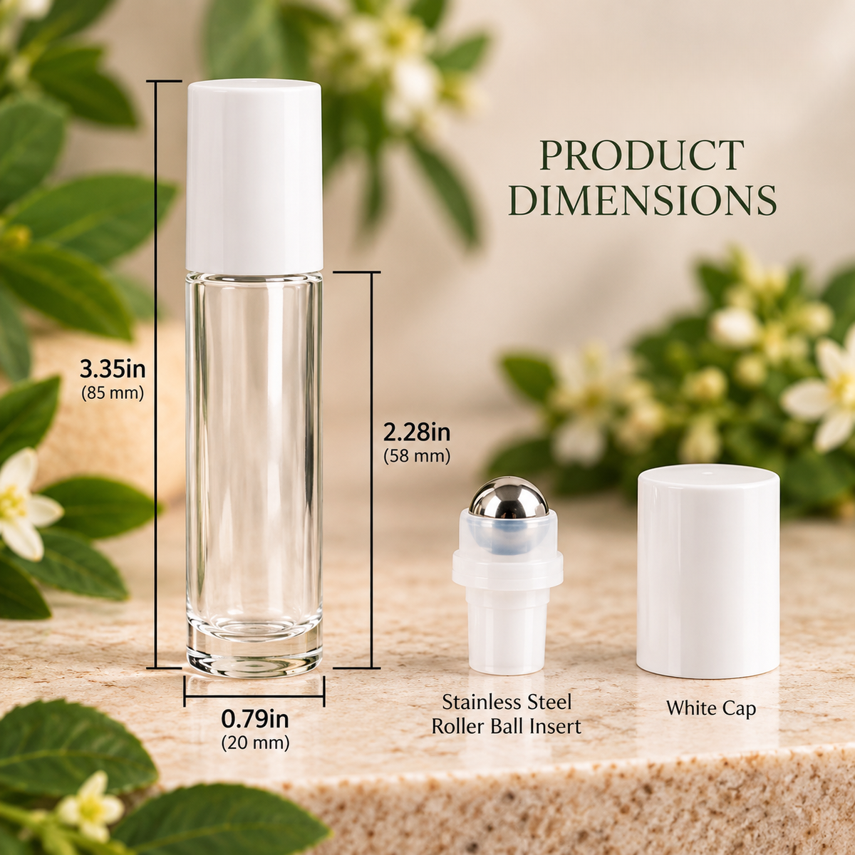 10 mL Clear Glass Roll-On Bottle