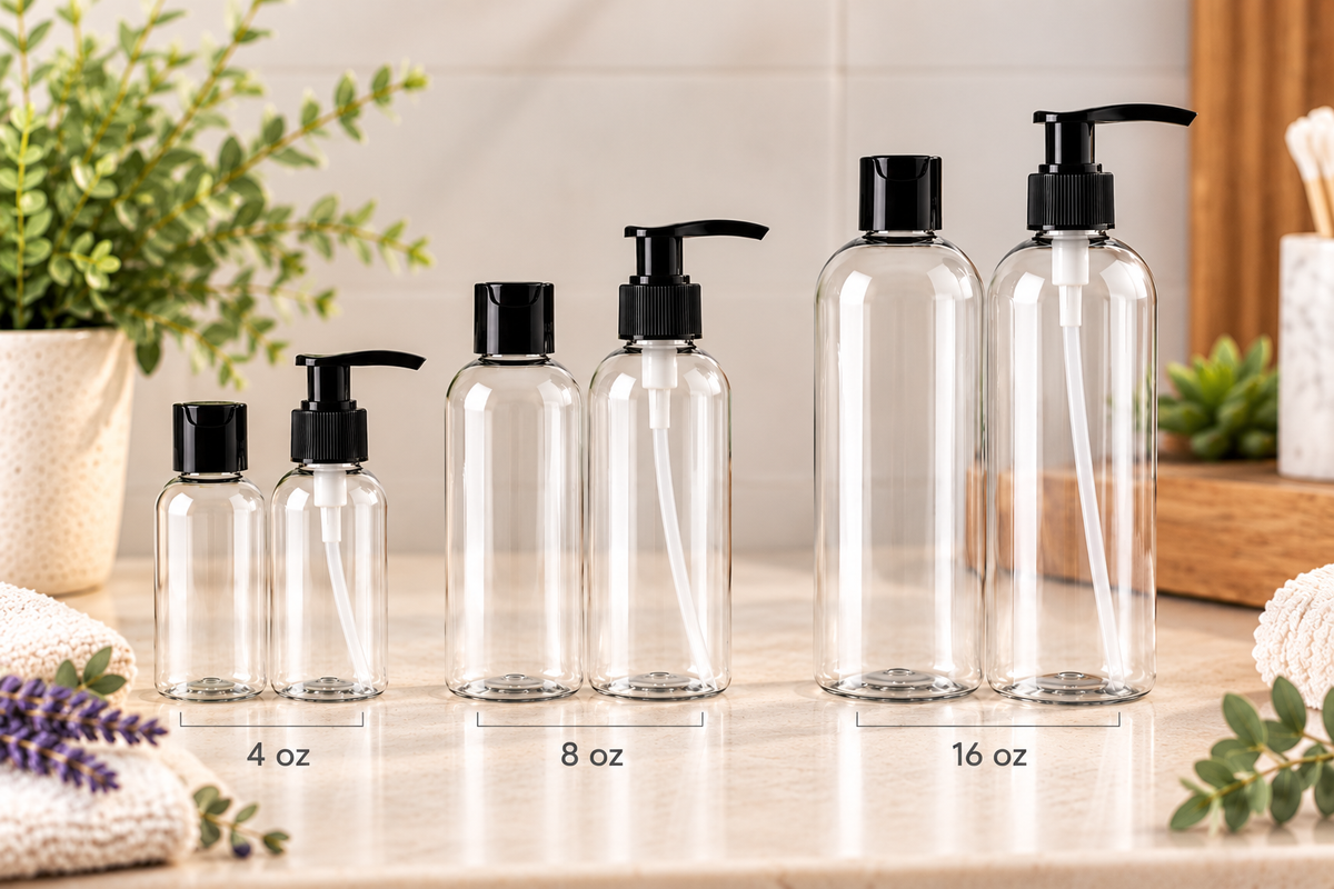 Clear PET Bottles | Black Cap or Pump