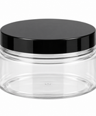 Clear 8 oz PET Wide Mouth Jar with Black Cap