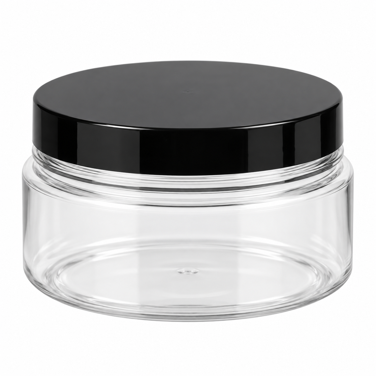 Clear 8 oz PET Wide Mouth Jar with Black Cap
