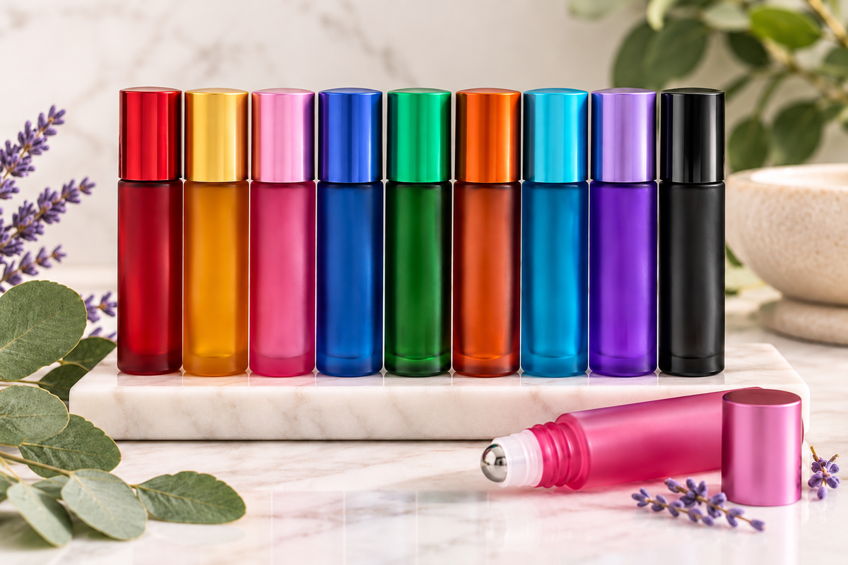 10 mL Matte Glass Roll-On Bottle – Mist Aqua