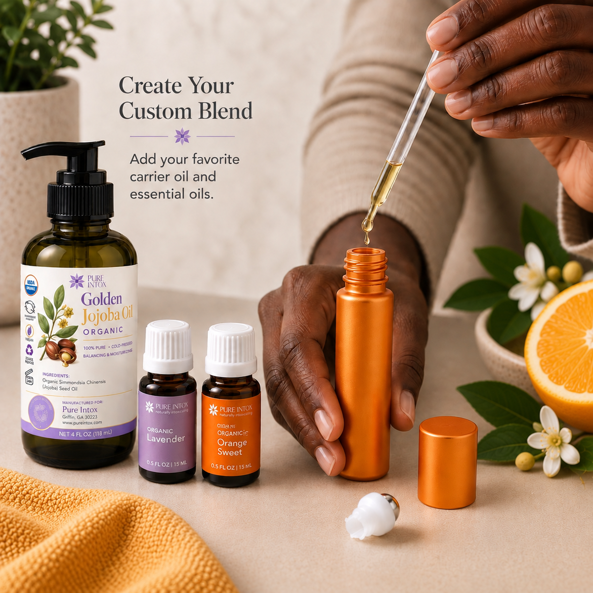 10 mL Matte Glass Roll-On Bottle – Citrine Orange