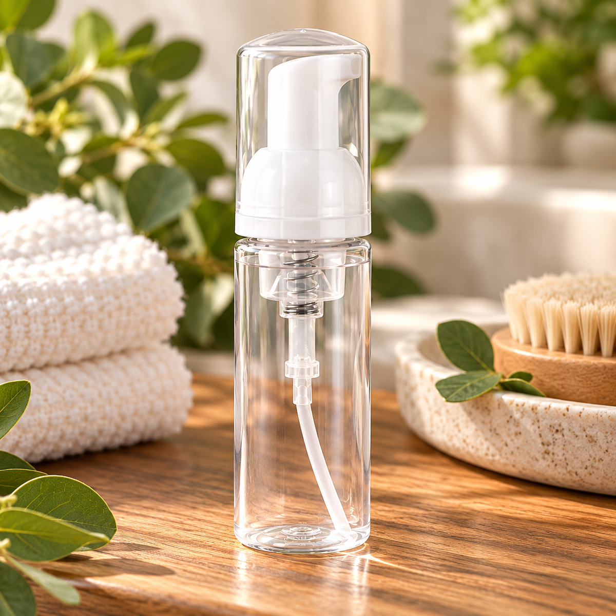 Clear PET Bottle with White Foamer Pump — 50 mL