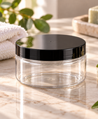 Clear 8 oz PET Wide Mouth Jar with Black Cap