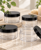 Clear 8 oz PET Wide Mouth Jar with Black Cap
