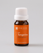 A 10 ml bottle of Pure Intox Rise Tangerine essential oil on a white background. The bottle is amber glass with a white ribbed cap and features an orange label with white text.